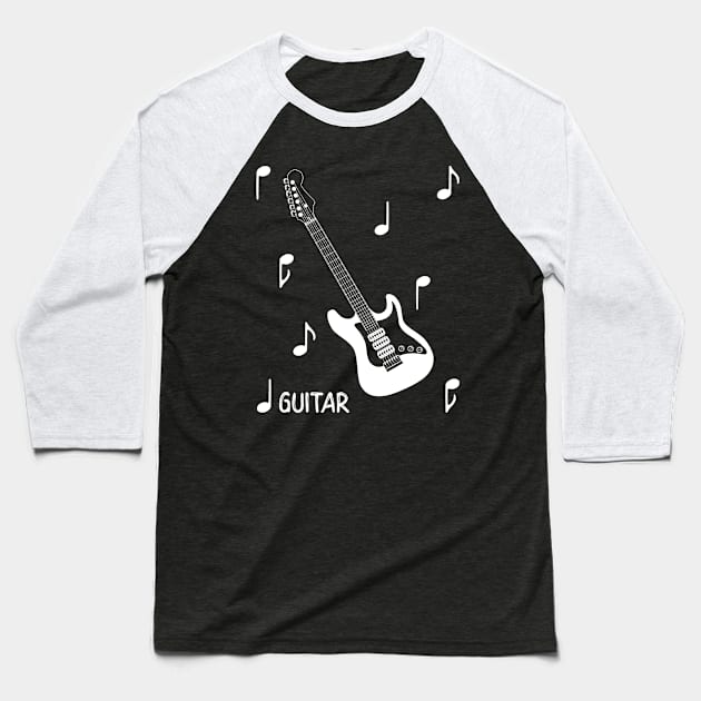 Musical Notes Electric Guitar Baseball T-Shirt by AngelFlame